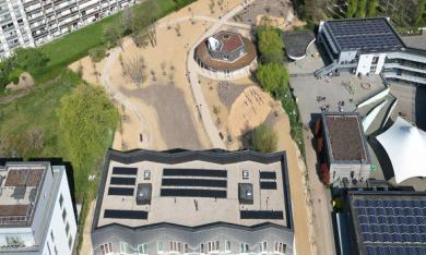 Vue aérienne des bâtiments